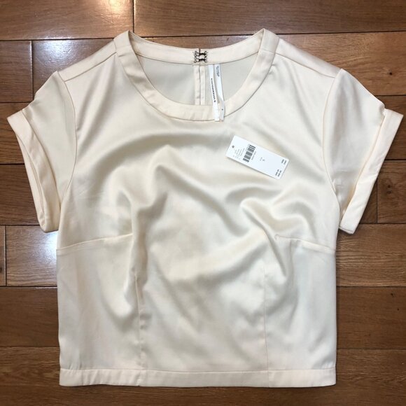 Anthropologie Tops - Anthropologie Ivory Short Sleeve Crop Top